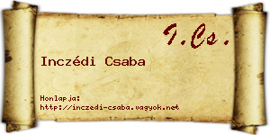 Inczédi Csaba névjegykártya